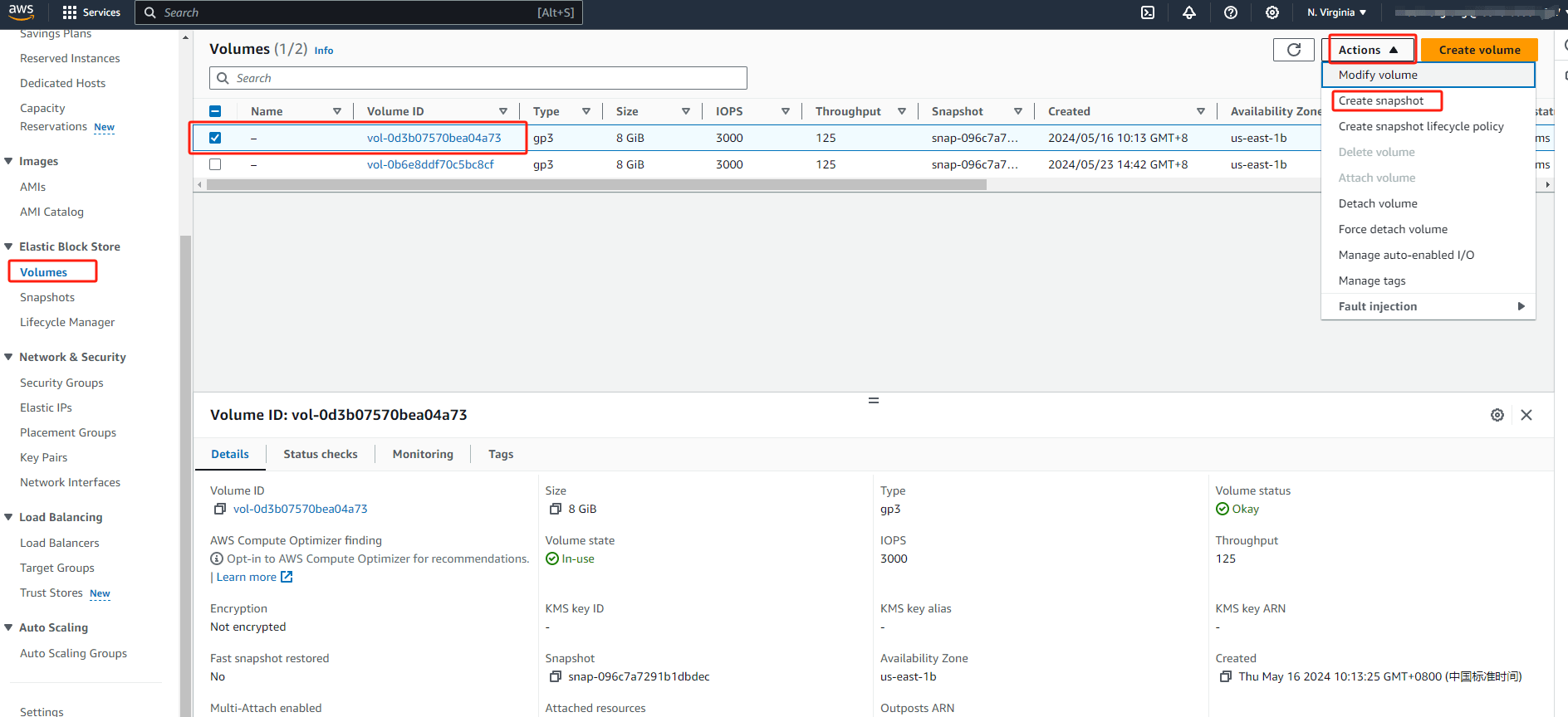 Backup EBS volumes through snapshots