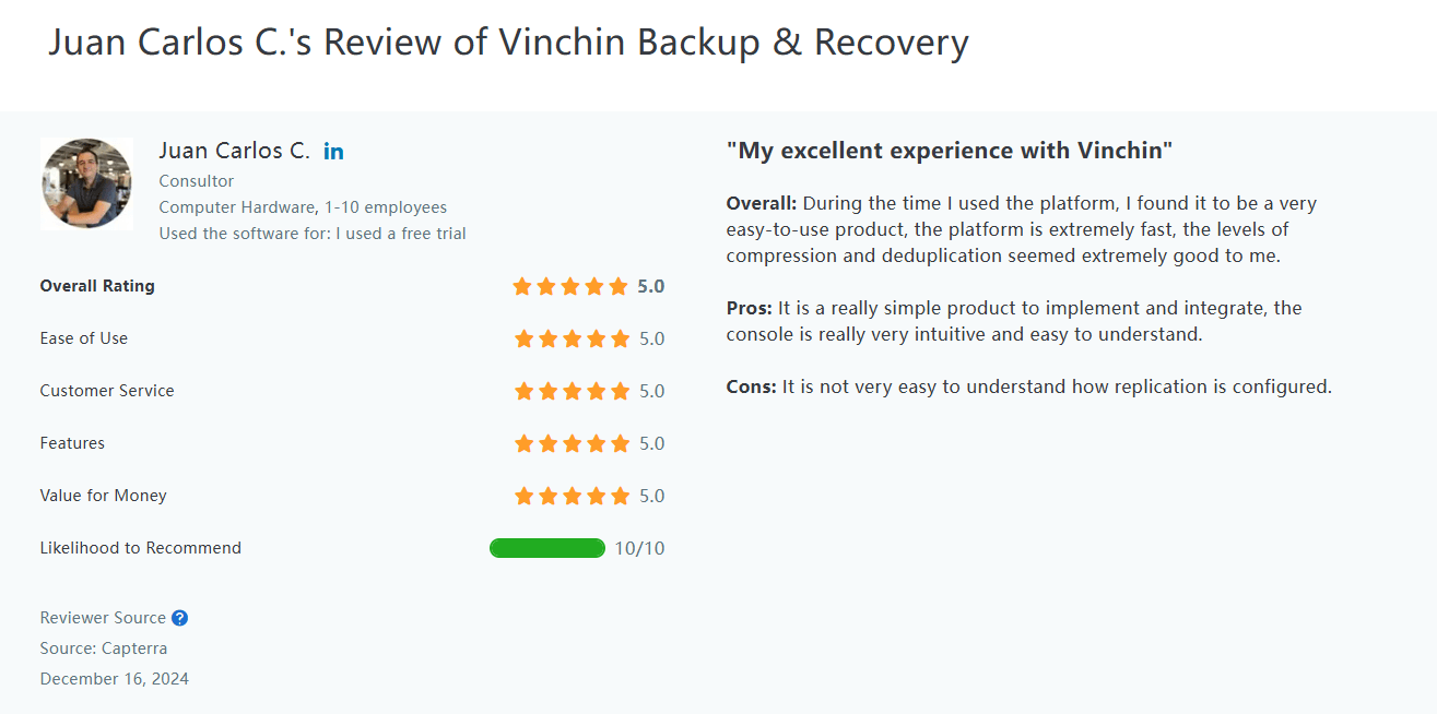 vinchin, backup, recovery, recognition, award, gartner, capterra, archive, vinchin backup & recovery 8.0, data protection