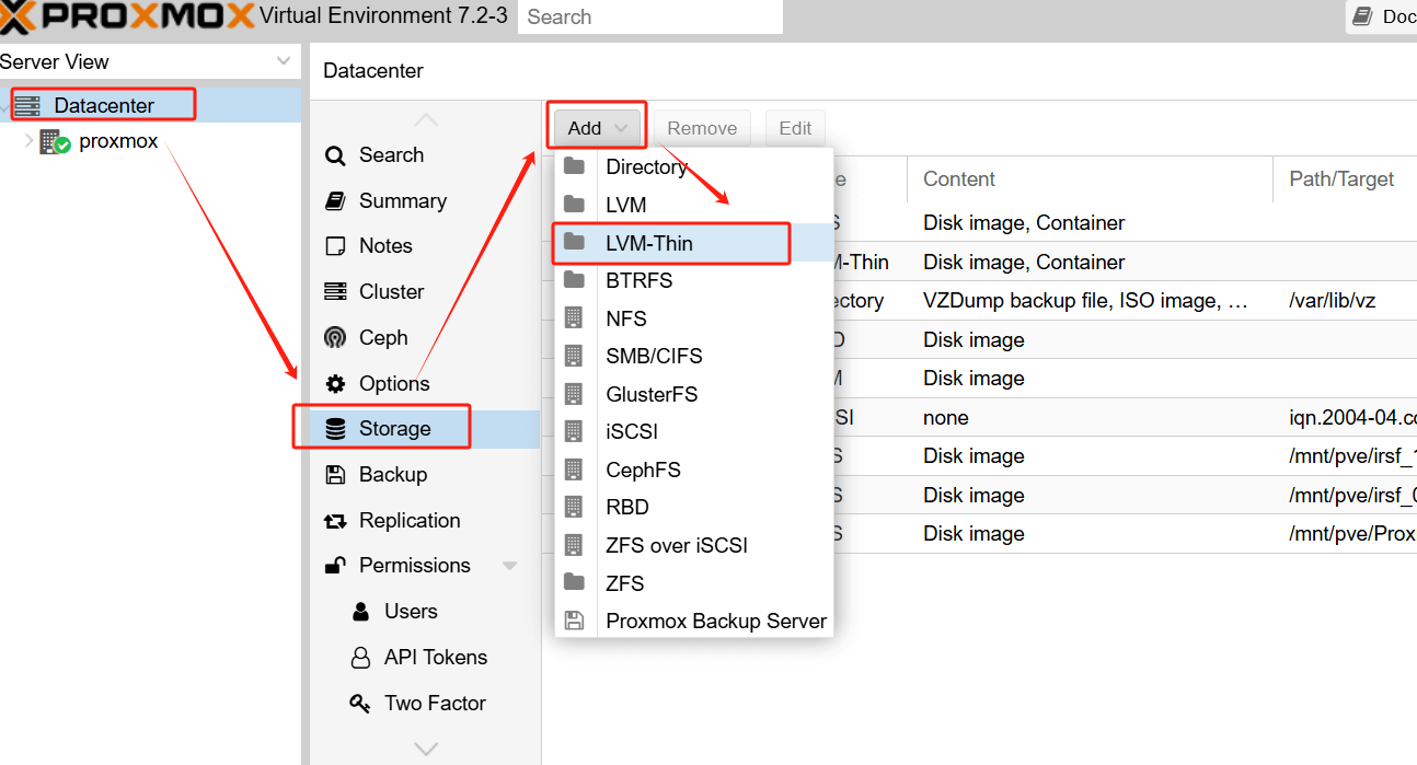 create thin provisioning storage pool 1