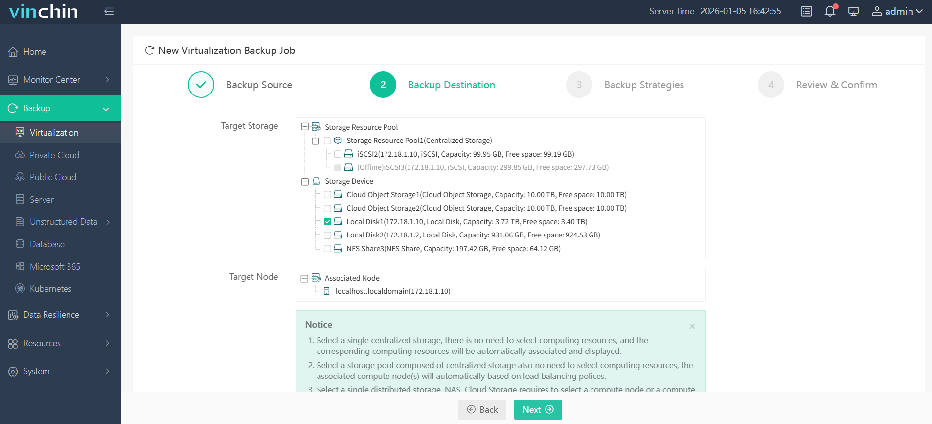 Choose your preferred backup storage target Choose your preferred backup storage target
