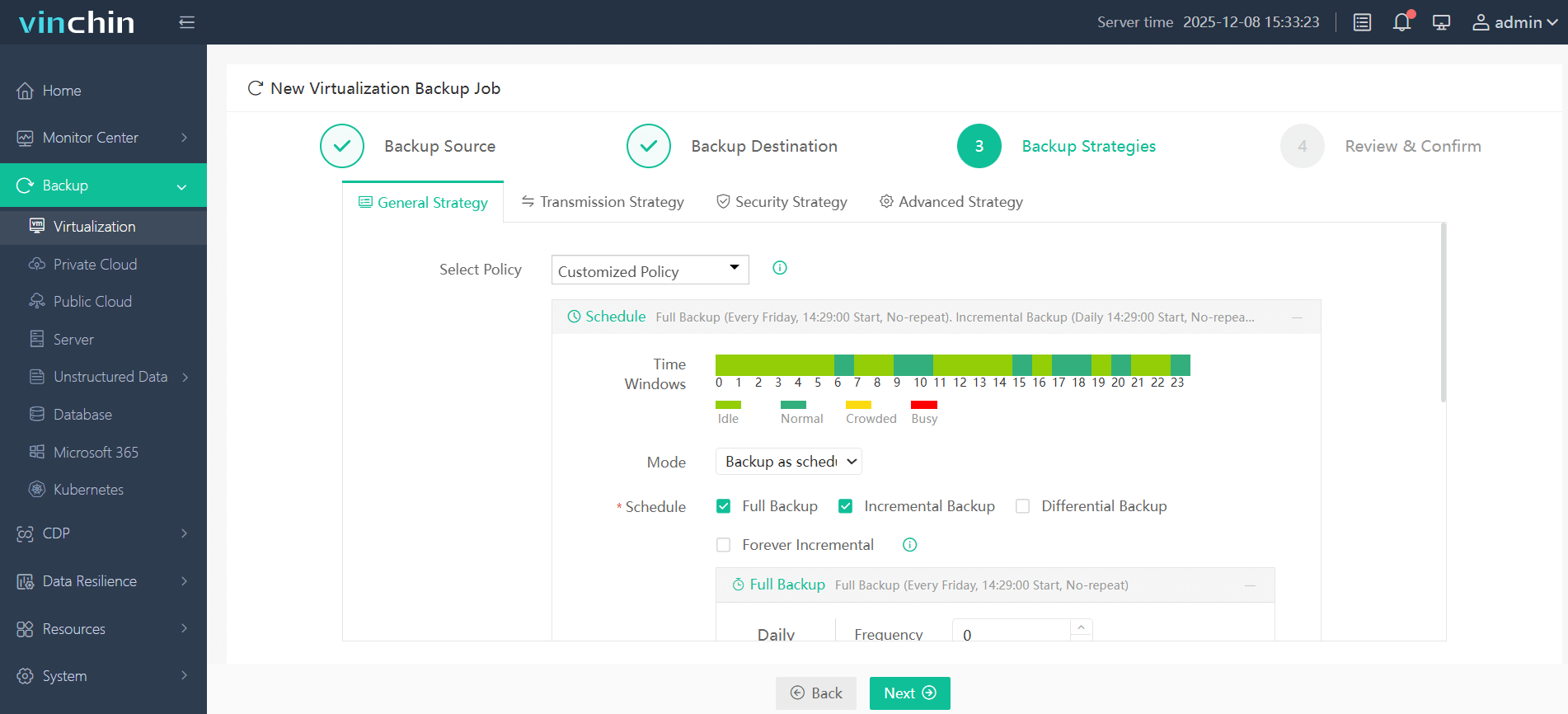 Select backup strategy Select backup strategy