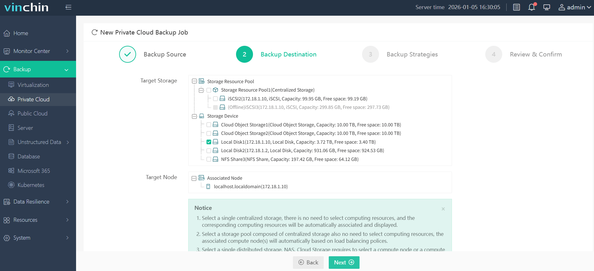 Choose your preferred backup storage location Choose your preferred backup storage location