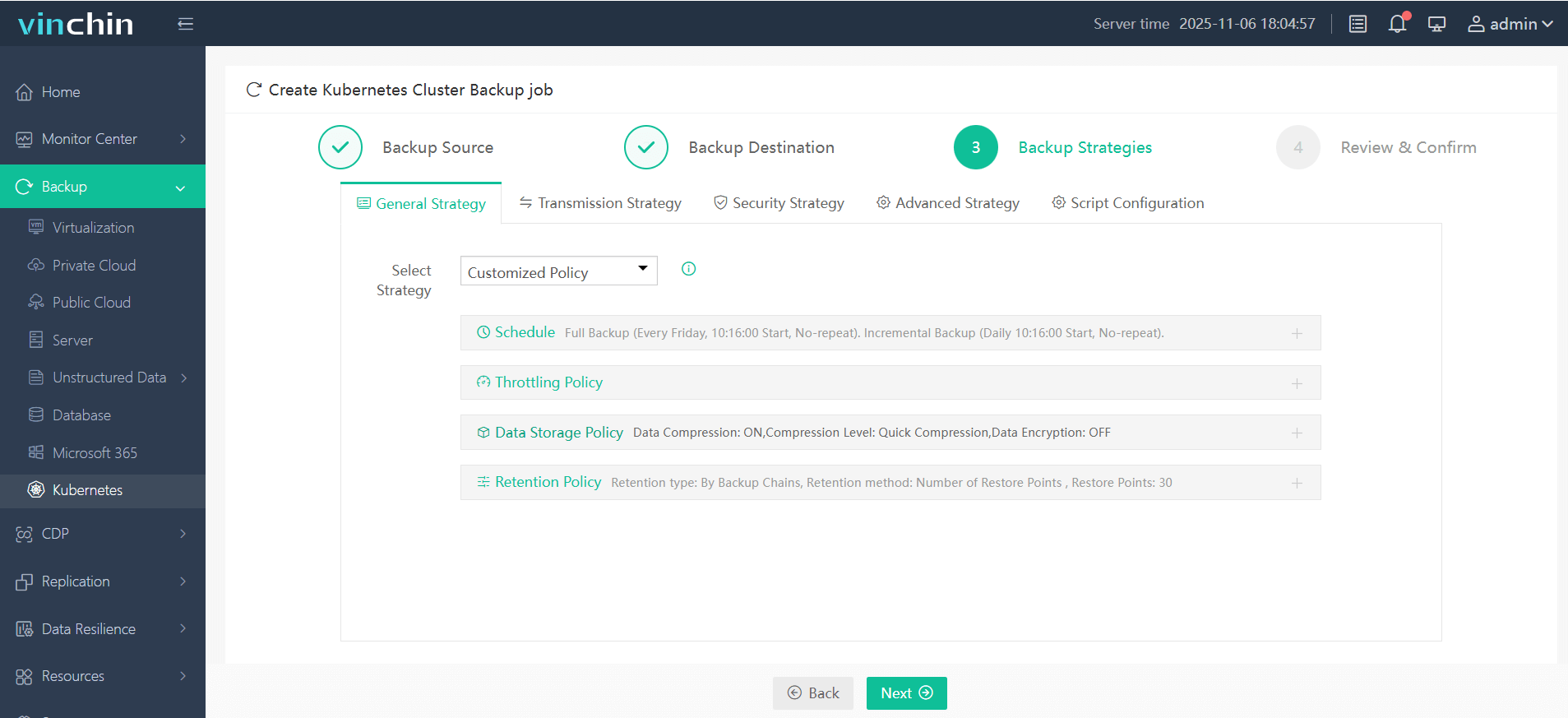 Define the backup strategy Define the backup strategy