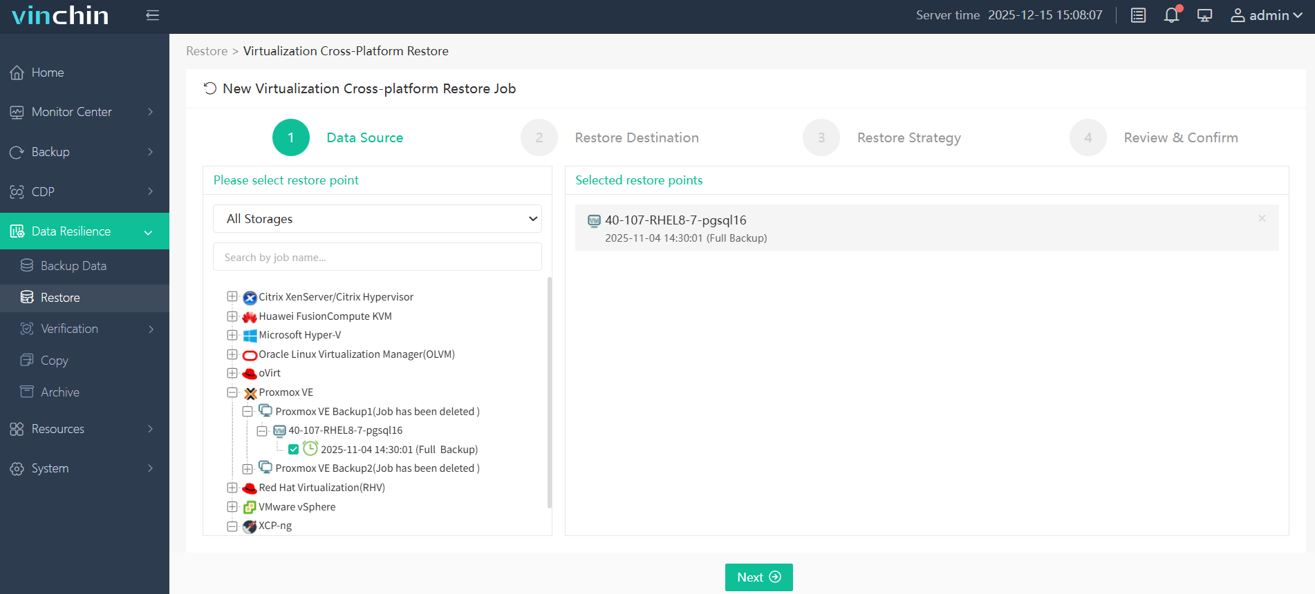 Select the VM you want to migrate Select the VM you want to migrate