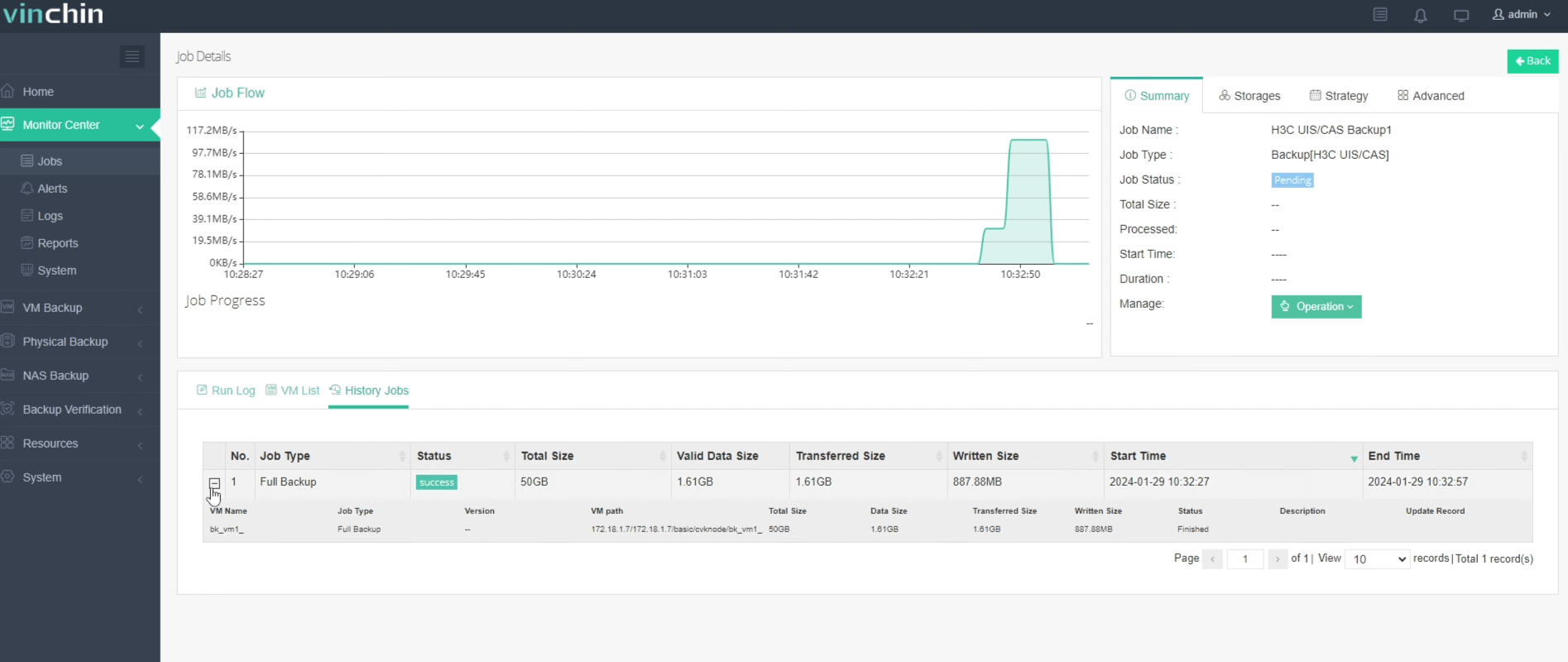 Backup VM on H3C