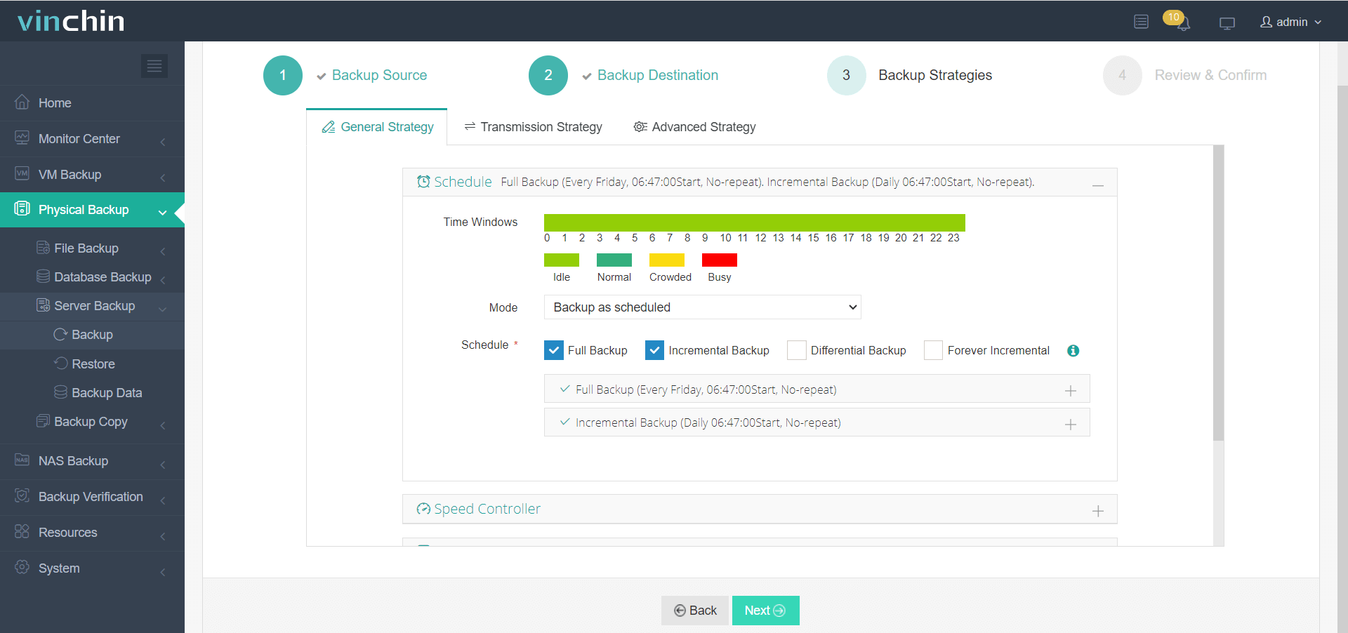 Selecione estratégias de backup