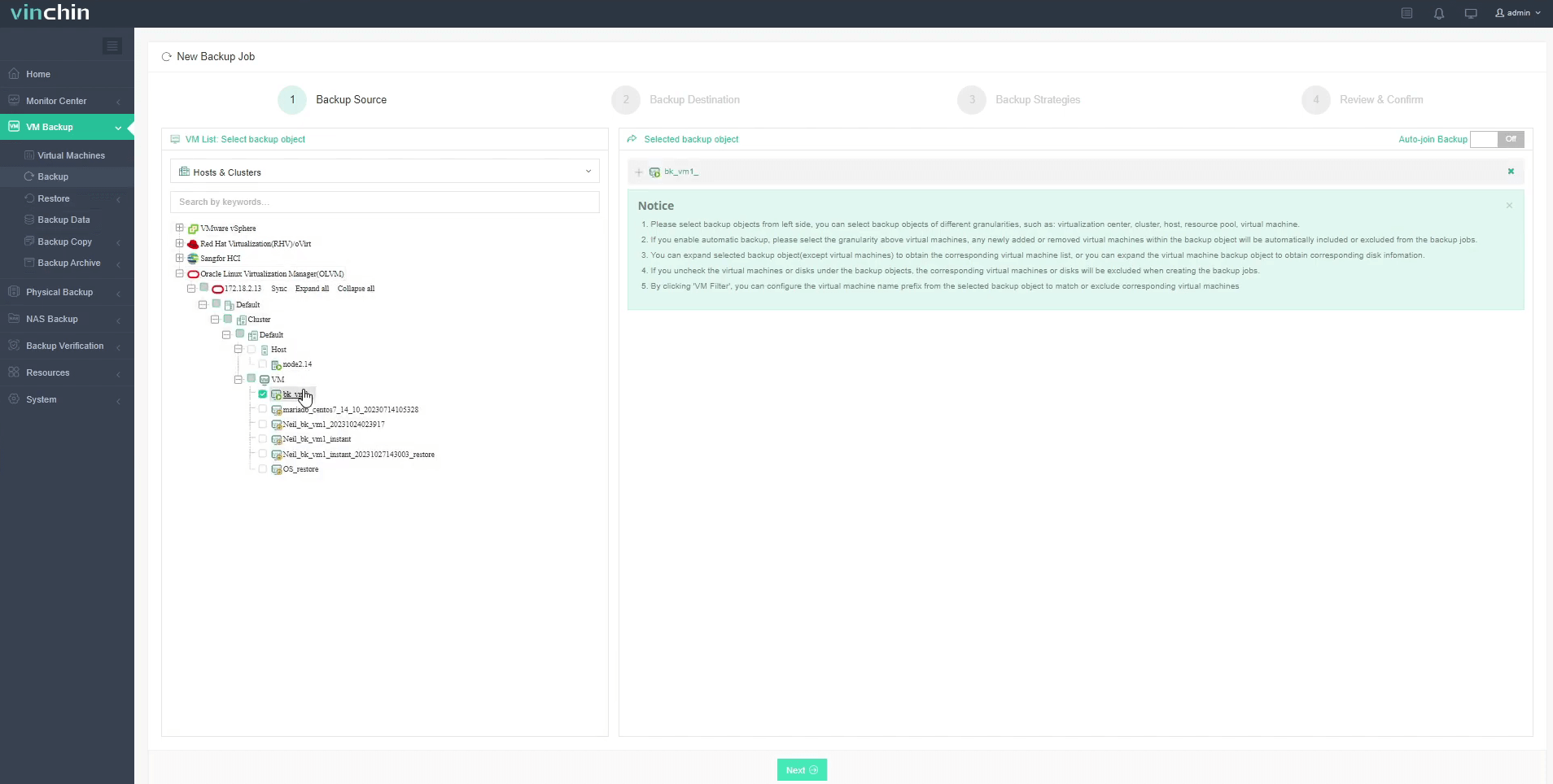 Backup VM on OLVM