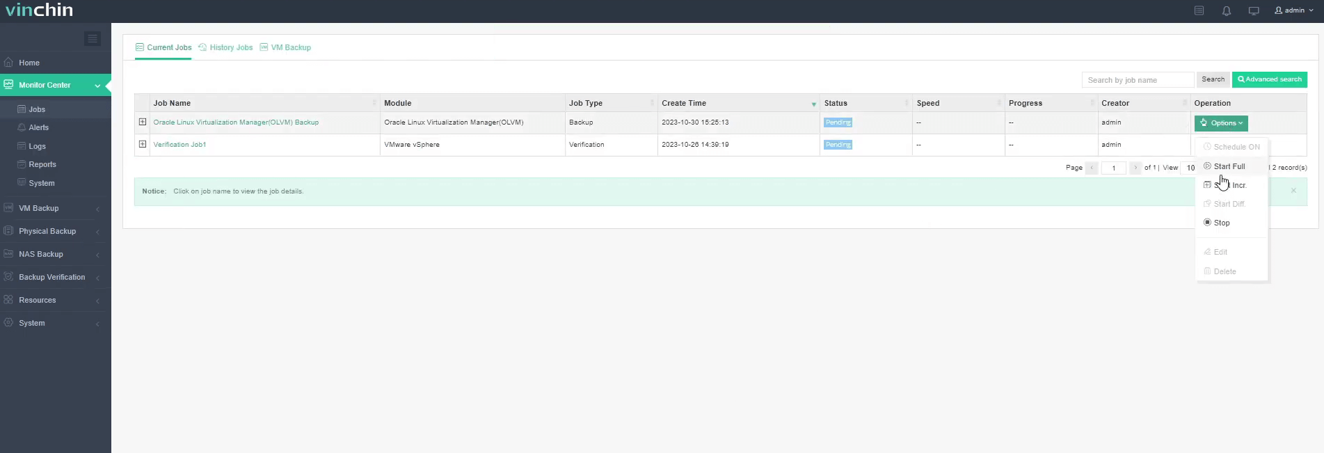 Backup VM on OLVM