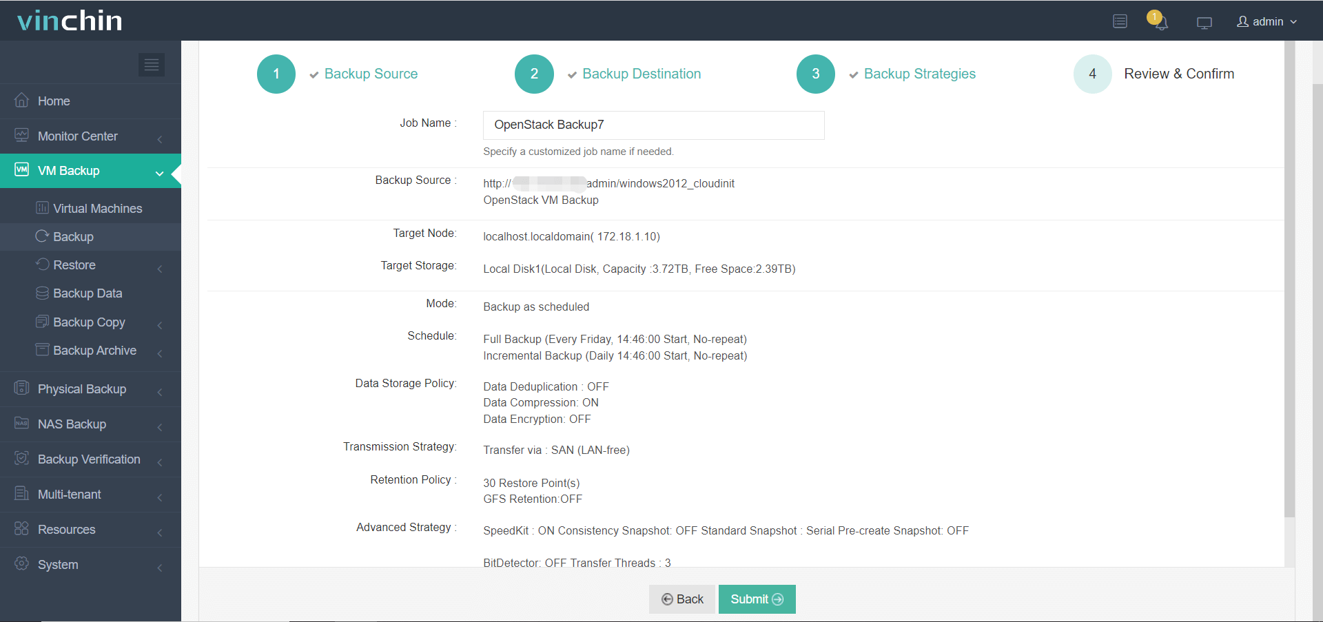 Sicherung von OpenStack VM Schritt 4