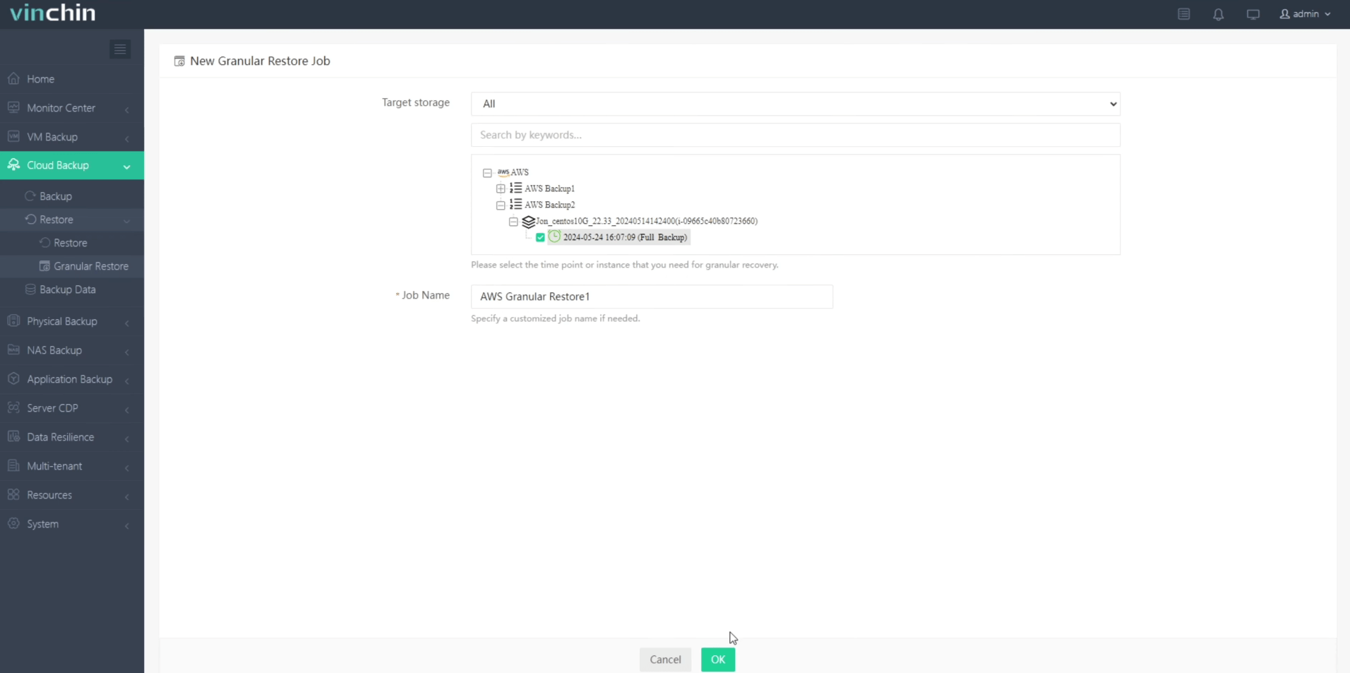 Granular restore of Amazon EC2 instance backups