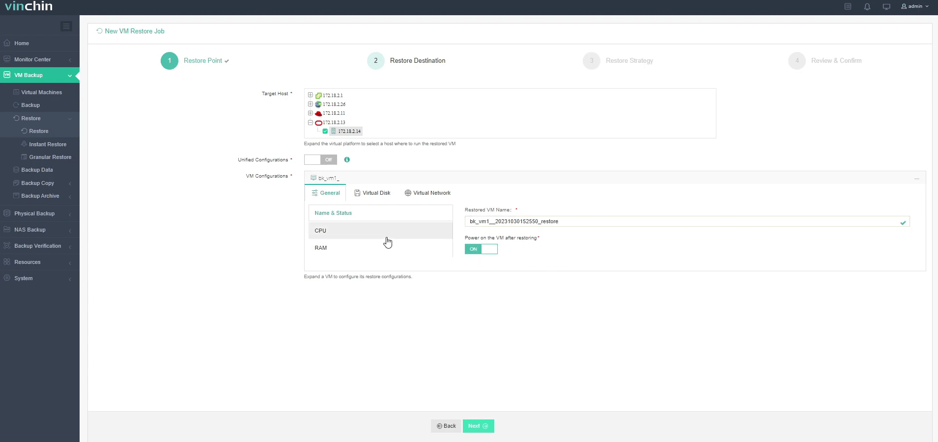 Restore the VM on OLVM