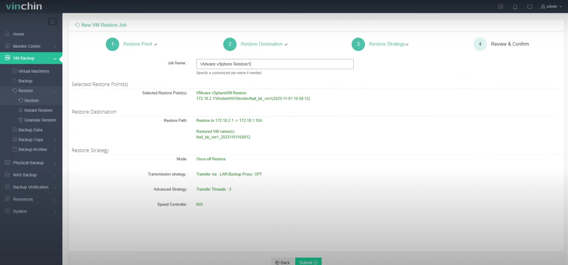 Restore VMware VM