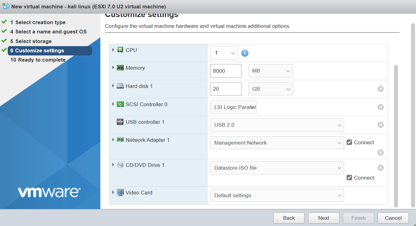 kali linux vmware