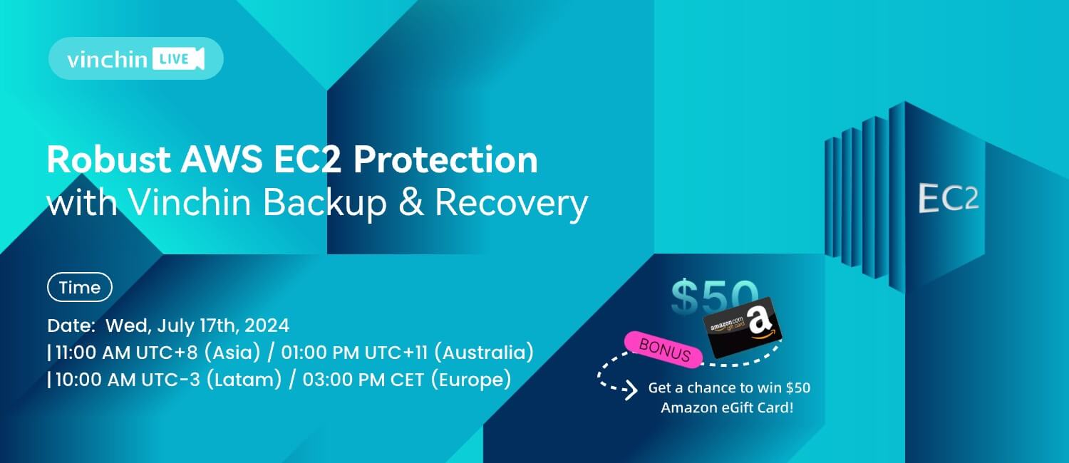 vinchin, aws ec2, backup, recovery, disaster recovery, security, monitoring, data protection