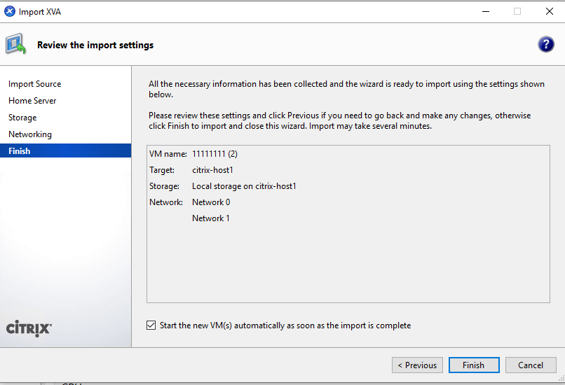 import vm into xva format