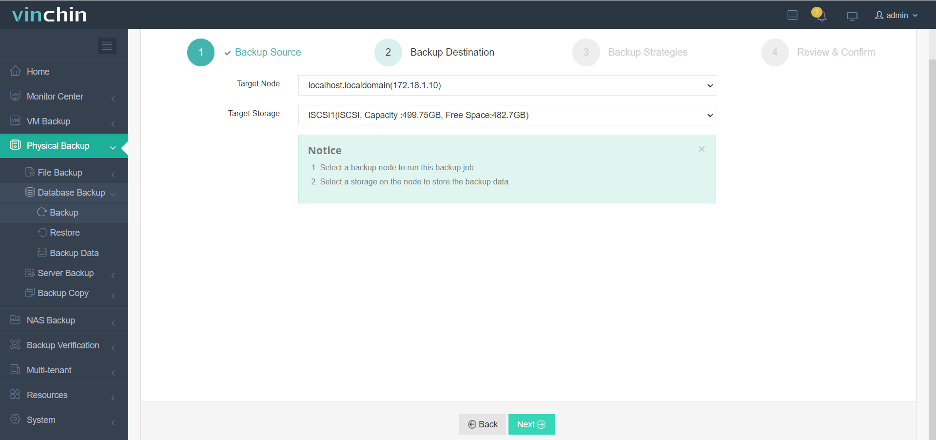 Select Network Share as Backup Destination