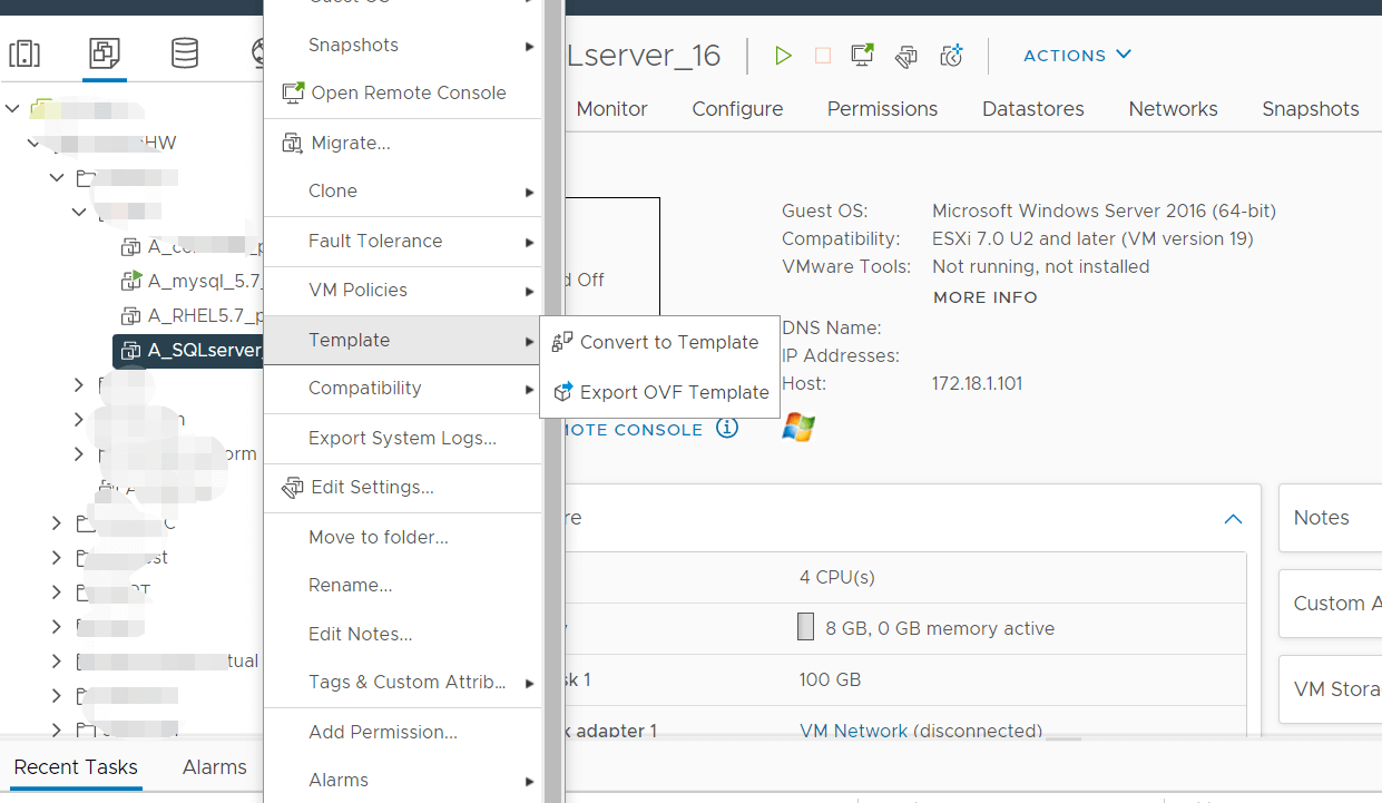 Export OVF Template in vCenter