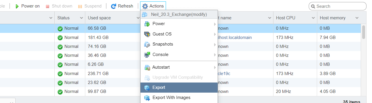 ESXi Export VM