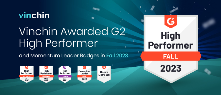 Vinchin awarded a series of G2 badges, including High Performer Fall 2023.jpg