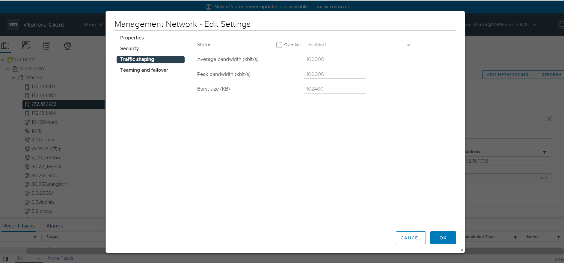 Select Traffic Shaping